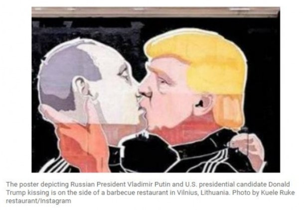 Donald Trump shown kissing Putin, Russian leader