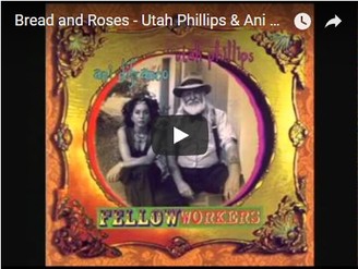 Image of disc cover for Utah Phillips recording of 'Bread and Roses' possibly the Kohlsaat  musical setting