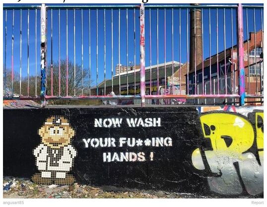 Street art in Bristol, England, with a very direct message 