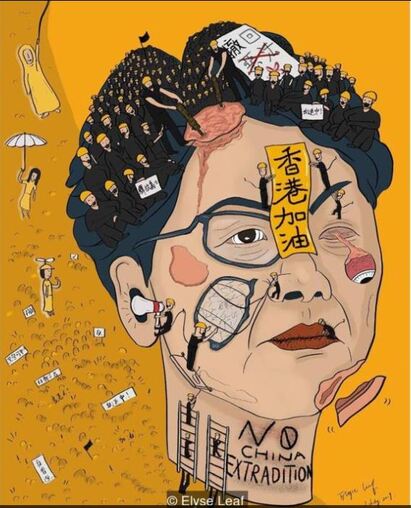 Cartoon image of Hong Kong's Chief Executive, Carrie Lam. By Elyse Leaf
